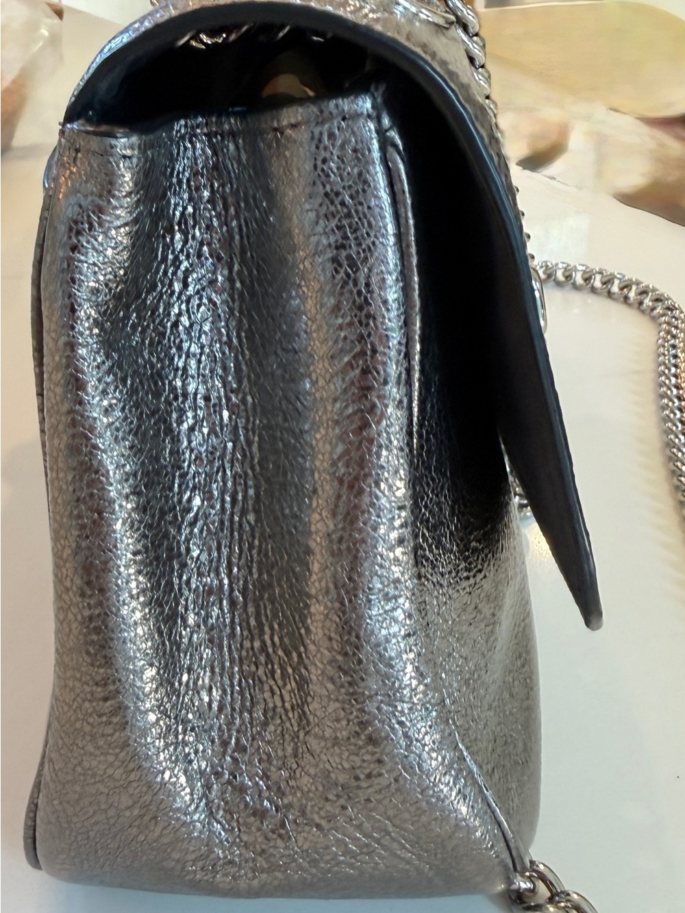 Coach Metallic Silver Chain Strap Crossbody Bag - Picture 11 of 11